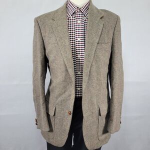 VTG Farah‎ Men's Tweed Sport Coat Blazer Two Button Herringbone Wool Size 42L